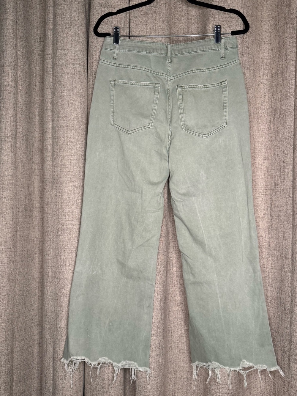 VERVET Los Angeles Sage Green Distressed Wide Leg Crop Jeans Sz 28 V2738 - Picture 4 of 8